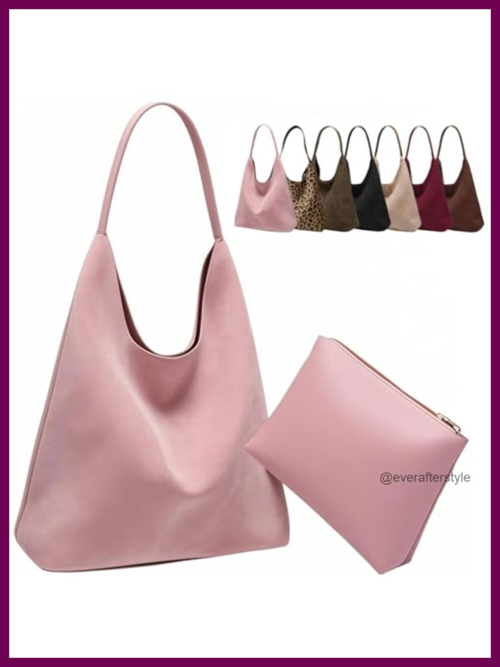 Large Faux Suede Work Tote Bag Slouchy Boho Shoulder Handbag for Women